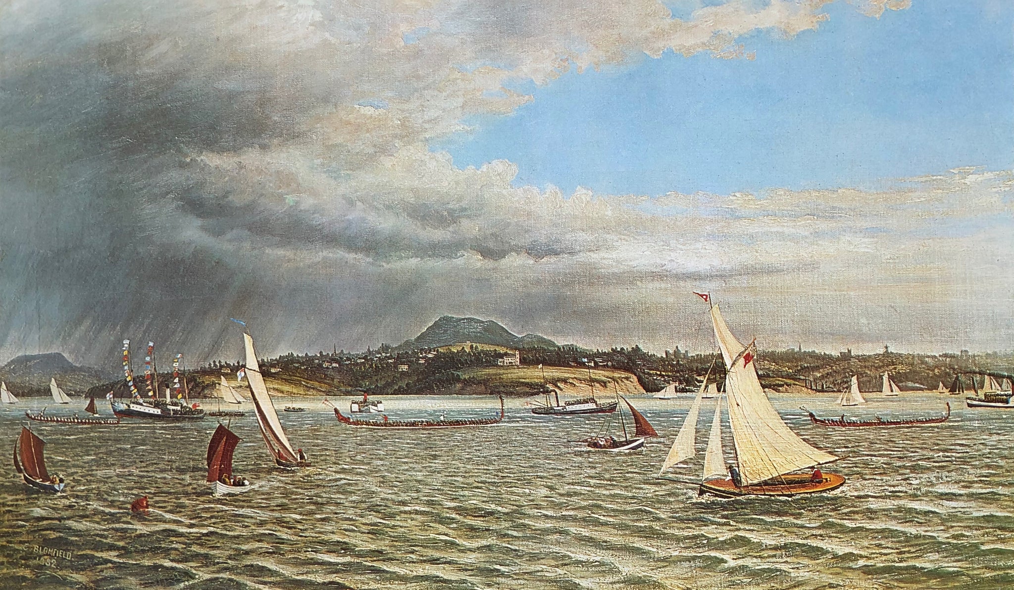 "Maori Canoe Race, Auckland Regatta 1882" - Charles Blomfield